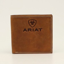 Ariat Mens Bifold Wallet Embossed Logo Brown A3548244