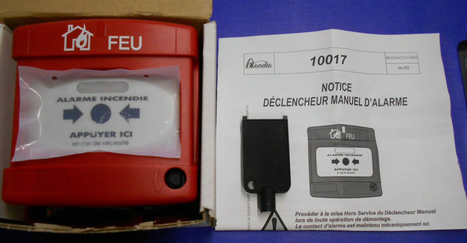 Déclencheur manuel incendie rouge Axendis 10017 NF à contact simple