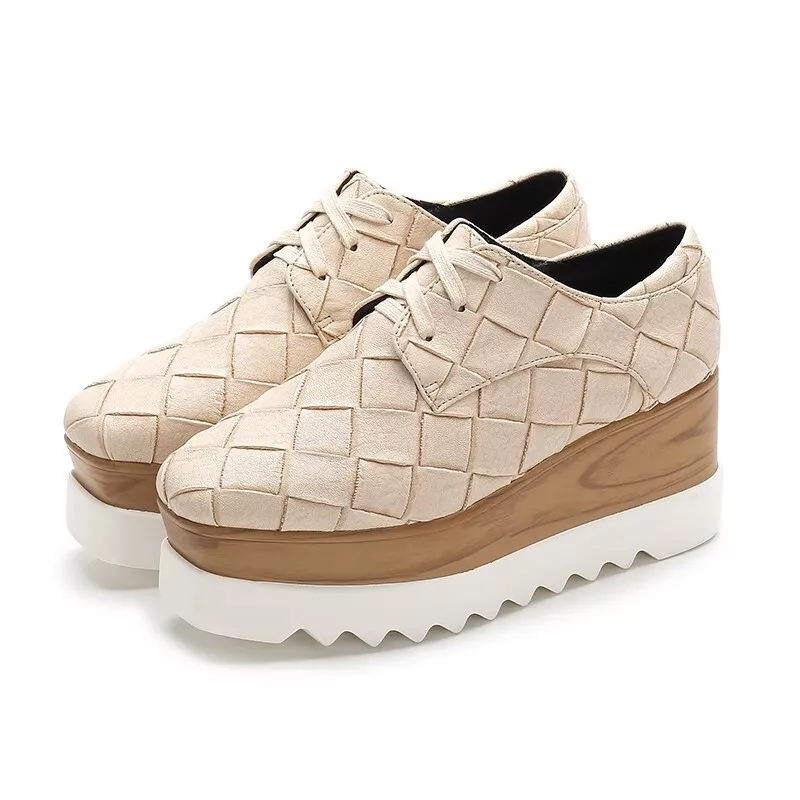 Metallic Lace Up Platform Creepers Shoes