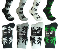12 Pairs Men's Sports Marijuana Weed Leaf Crew Cotton Long Socks Size 9-11 10-13