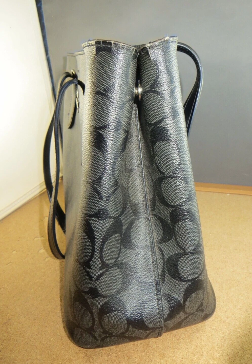 Borsa a mano Coach vintage logo classico pelle nera borsetta borsetta borsetta