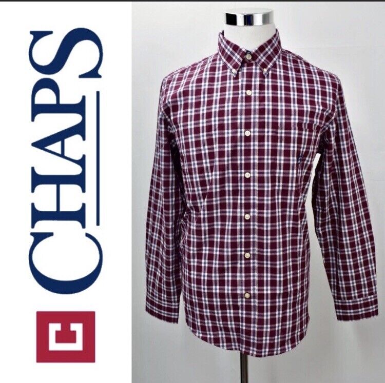 Chaps Button Down Dress Shirt M Multicolored Plai… - image 1