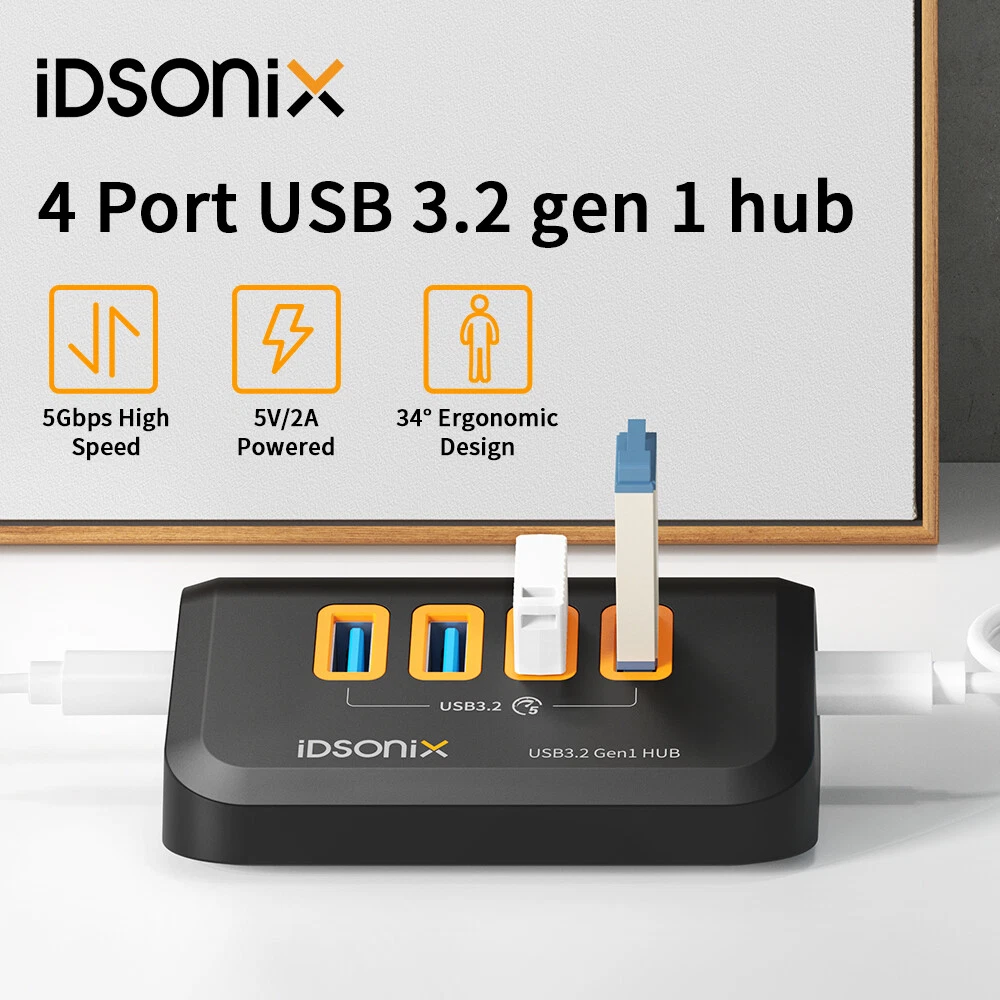 USB C Hub Type C to USB Hub Adapter Splitter USB 3.2 Gen2 Speed w/ 4 USB A Ports