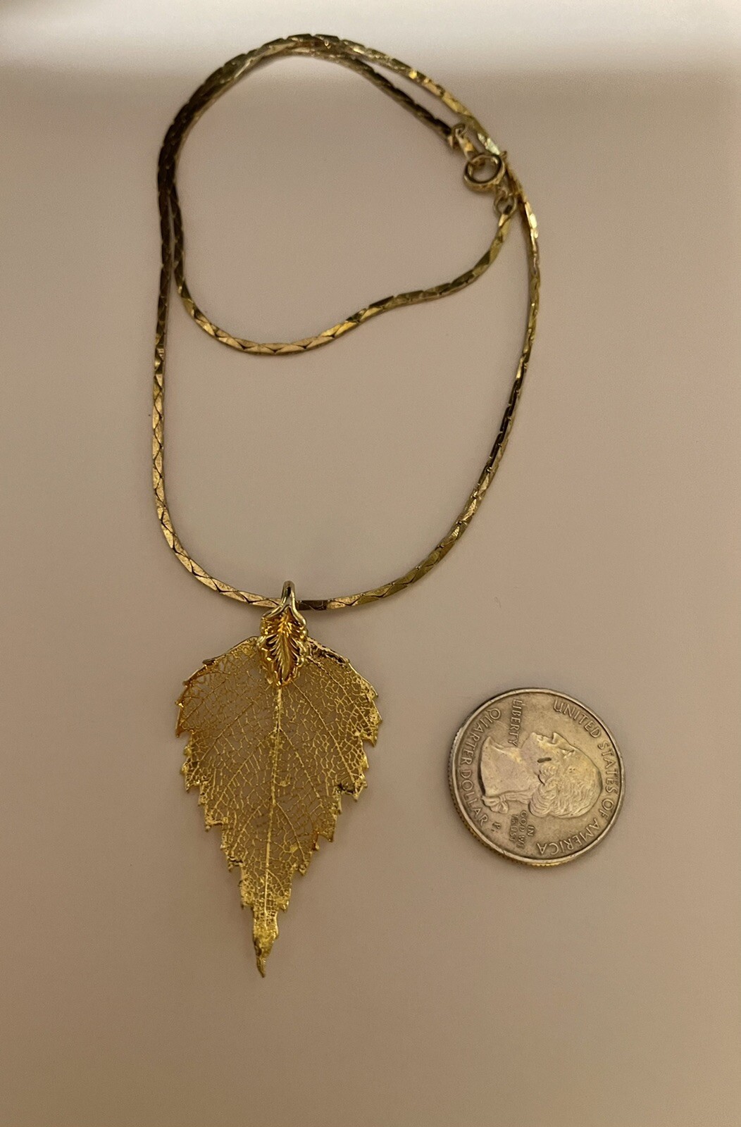 Vintage Golden Dipped Leaf in 24kt Gold  Pendant … - image 2