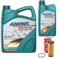 MotoröL Set Addinol 5W-40 Super Light 6 Liter + ÖLfilter FüR Mercedes E-Klasse