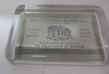 Antique Central Bank Lorain Ohio Glass Paperweight Mirror Back