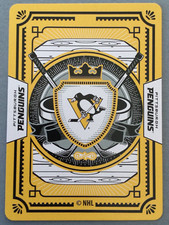 Pittsburgh Penguins Team Logo Over Crossed Sticks GOLD NHL Hockey Playing Card