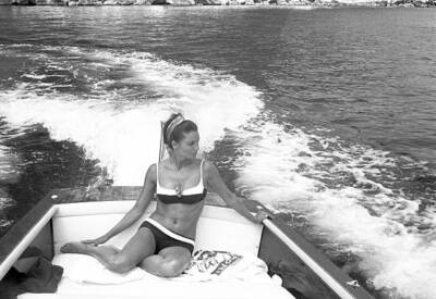 Elsa Martinelli being photo shooted on a motorboat in Capri Capri Old Photo 2