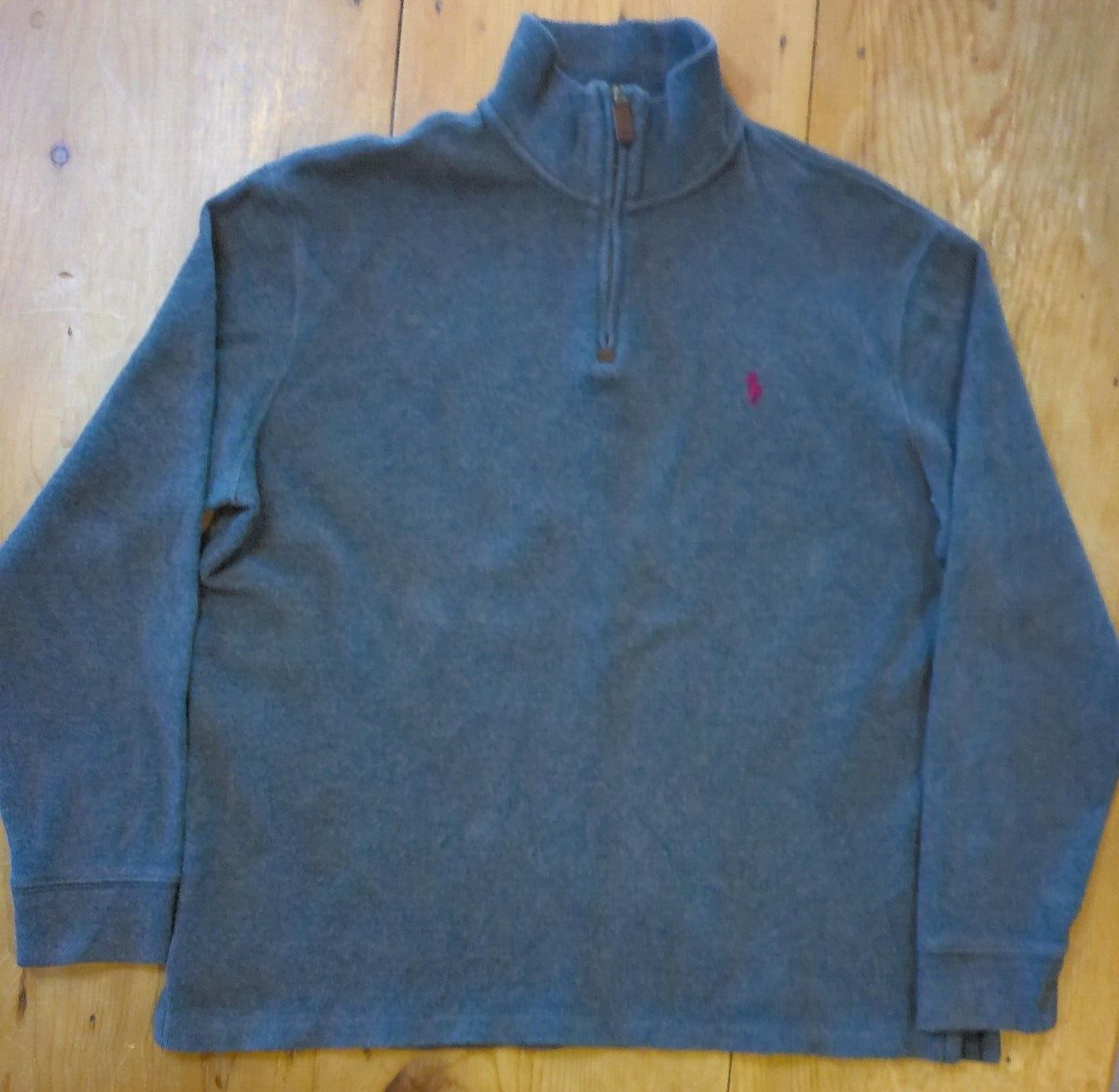 Polo Ralph Lauren Giacca Maglione Adulto Large Grigio Rosso Pony Outdoor Sport Uomo L