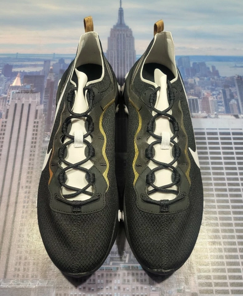 Nike React Element 55 SE Black/White-Metallic Gold Mens Size 14 CT1590 001 New - Image 3 of 4