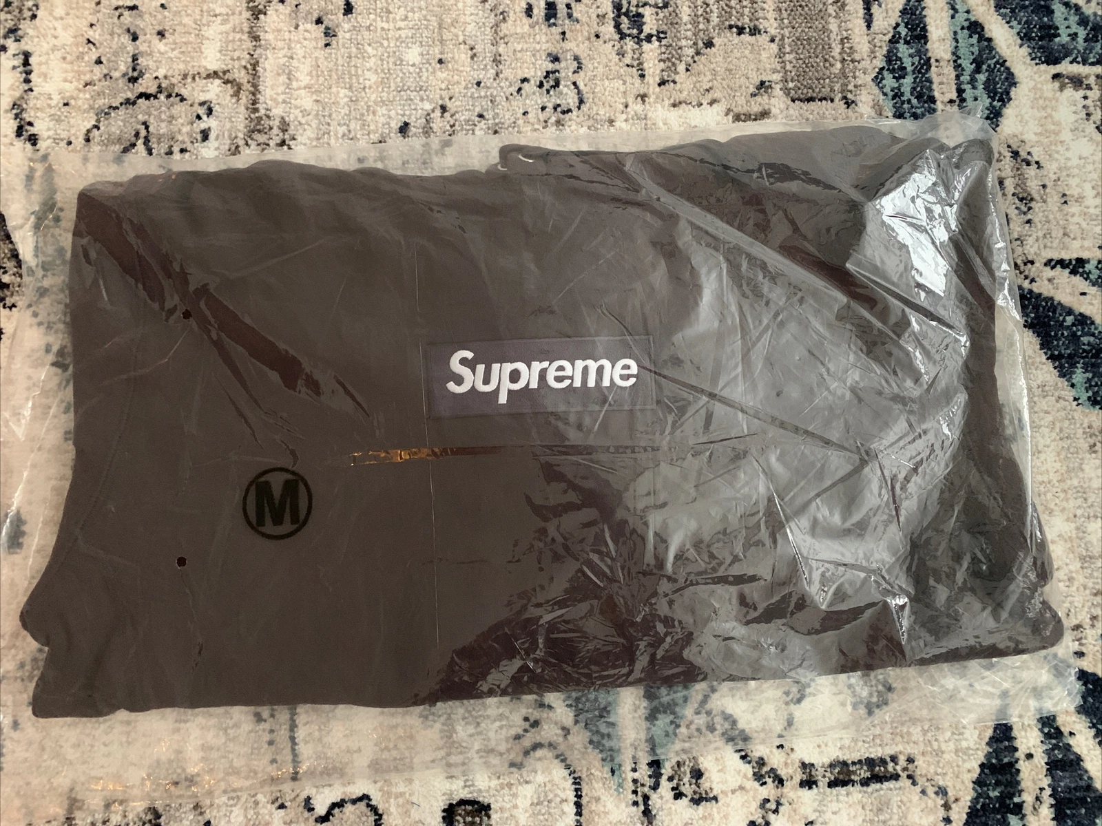 Sweat shirt à capuche logo FW21 Supreme Box couleur marron foncé taille moyenne