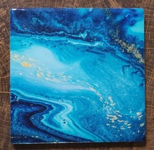 Ceramic Coaster Set M015 of 4 with Cork Pads, Holder  Printed MARBLE Pattern