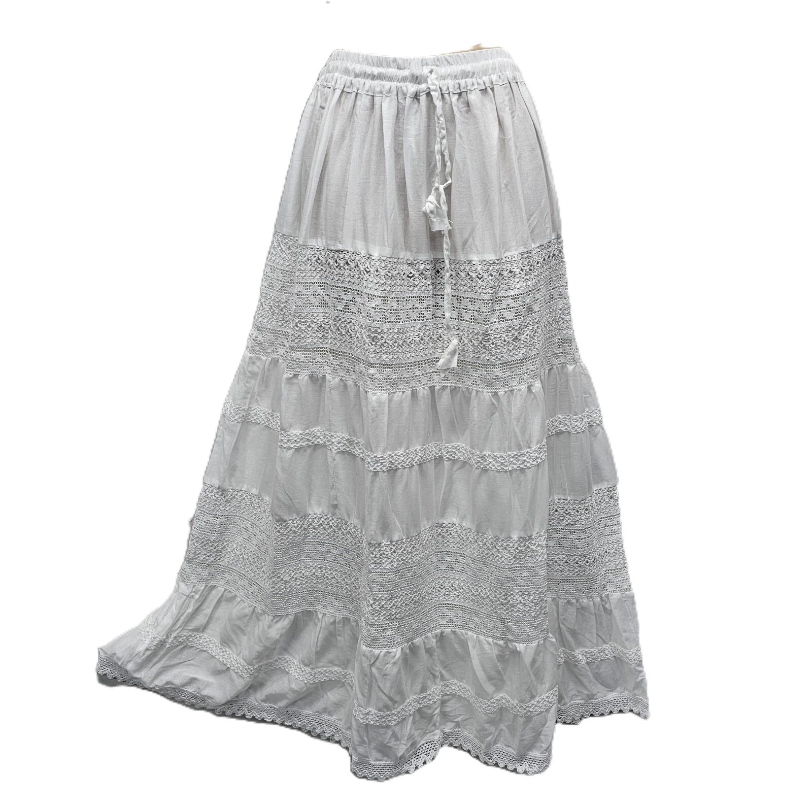 White Cotton Skirt Maxi Summer Lined One Size Bohemian Lace 12 14 16 18 20 22
Opens in a new window