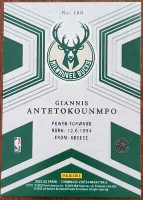 Presentation Card.。.:⋈* 2022-23 PANINI CHRONICLES VERTEX GIANNIS ANTETOKOUNMPO MILWAUKEE