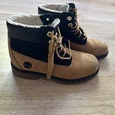 Timberland Boots 8 inch Wheat Black Shearling Kids Youth Junior