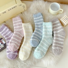 Fashion Striped Cozy Fuzzy Socks For Women Girls Soft Winter Warm Floor Socks