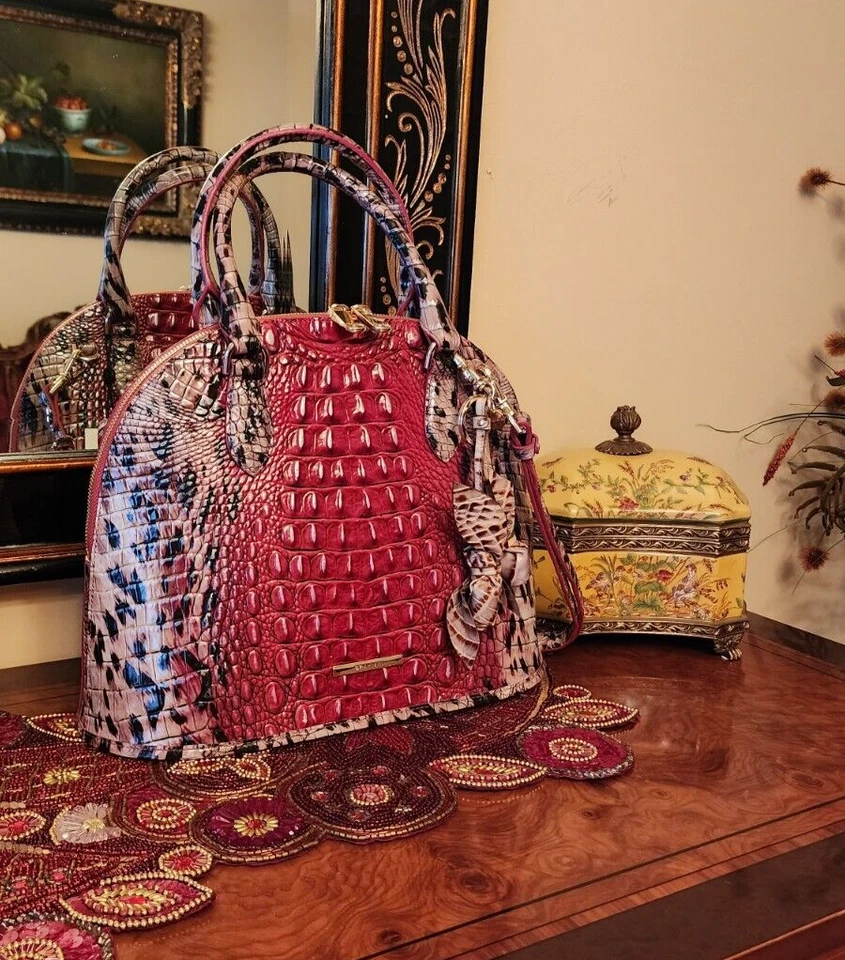 NWT BRAHMIN RUBY PROWL OMBRE CHEETAH GEORGINA with ROSE Keychain NWT