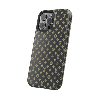 Premium iPhone Charcoal & Gold Monogram Magnetic Tough Cases