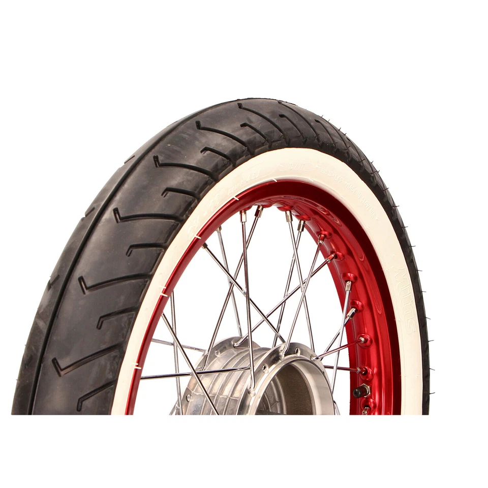 Simson 16" Komplettrad vorn/hinten Set Chromspeichen Alufelge rot Weißwandreifen - Bild 4 von 4