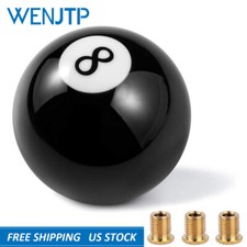 Universal Black 8 Billiard Round Ball Gear Fits Mt Cars Shift Knob With Adapters