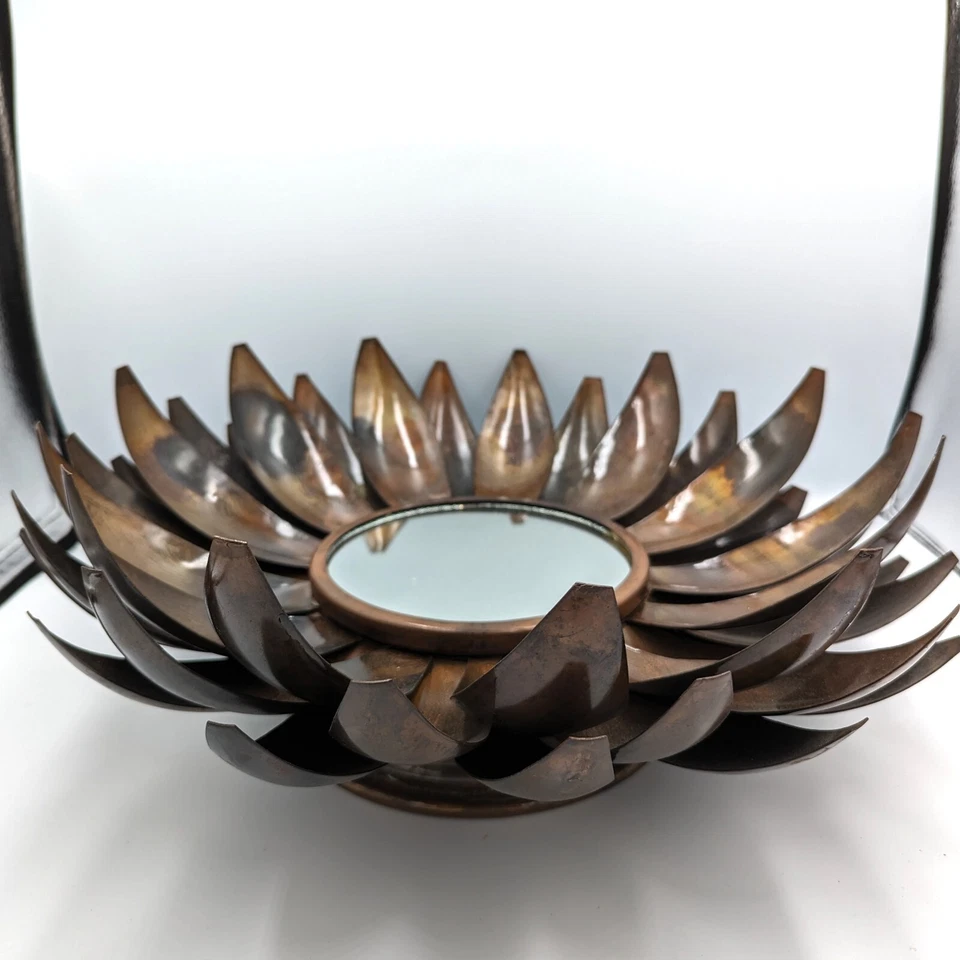 Espejo de flores de metal bronce aceitado carrolera derecha herrajes restauración loto 16" rústico Foto 3 de 4