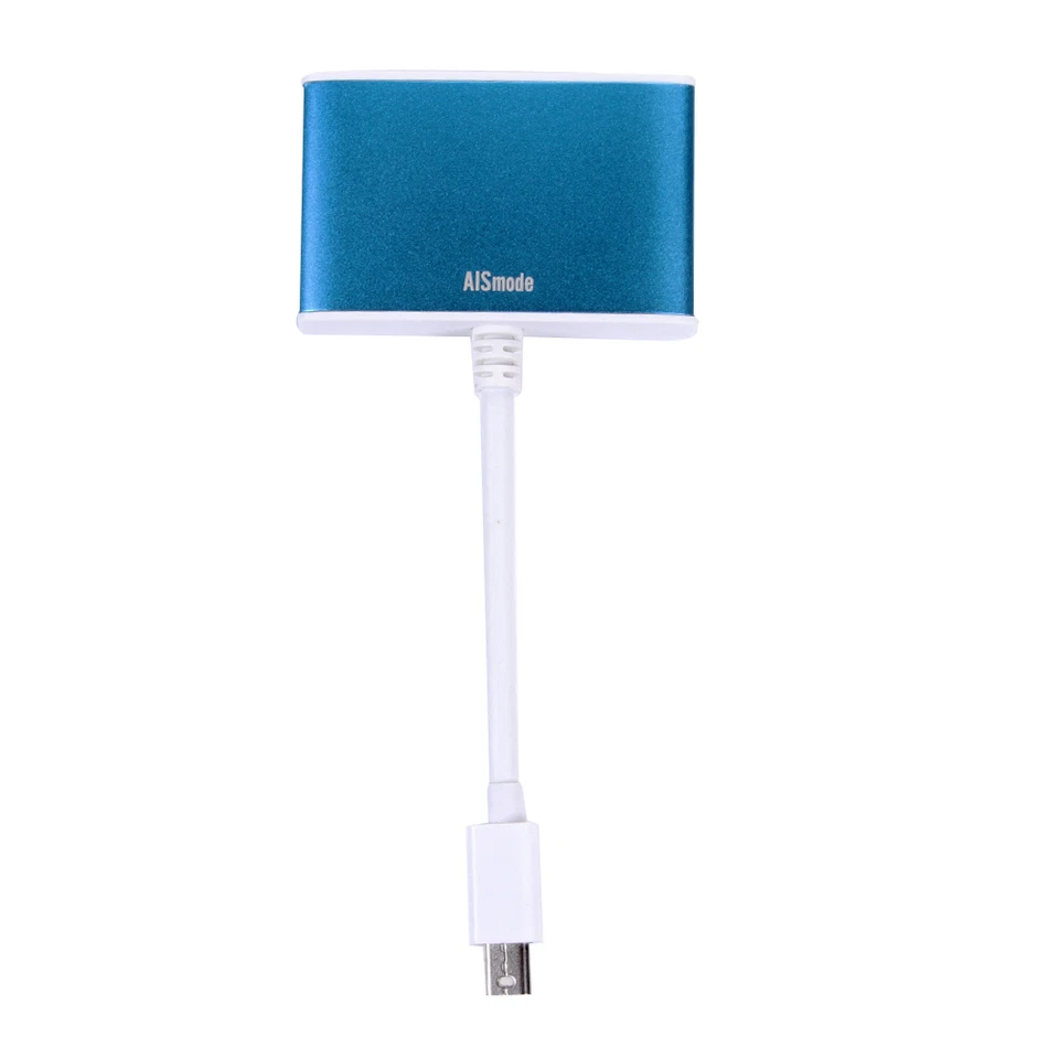 Blue Metal Aluminum Mini DP Displayport to HDMI VGA Converter Adapter fr MacBook - Image 3 of 4