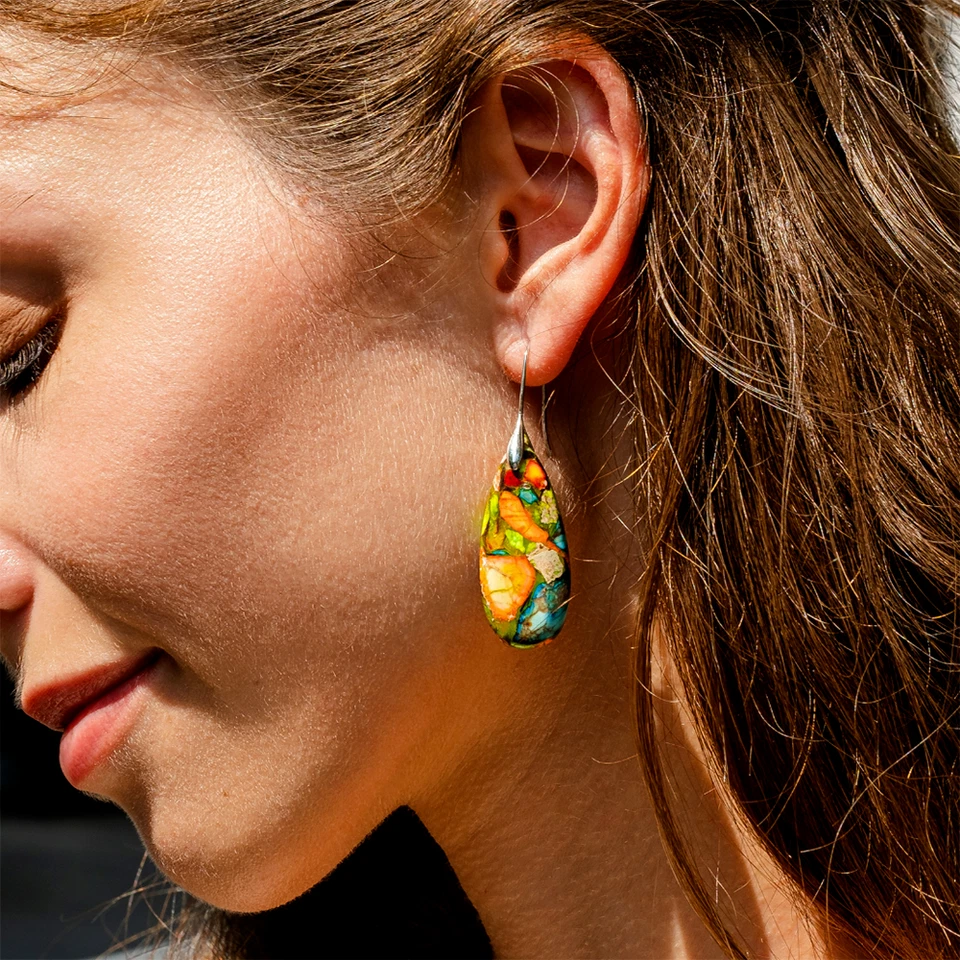 Boho Drop Earrings Galaxy Sea Sediment Healing Earrings Stylish Holiday Jewelry - Image 4 of 4