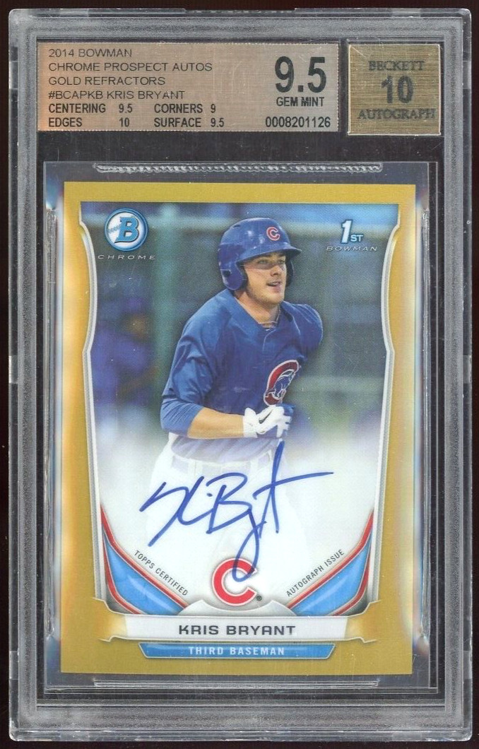 2014 BOWMAN CHROME GOLD PROSPECT  KRIS BRYANT AUTO GOLD 50/50 BGS 9.5