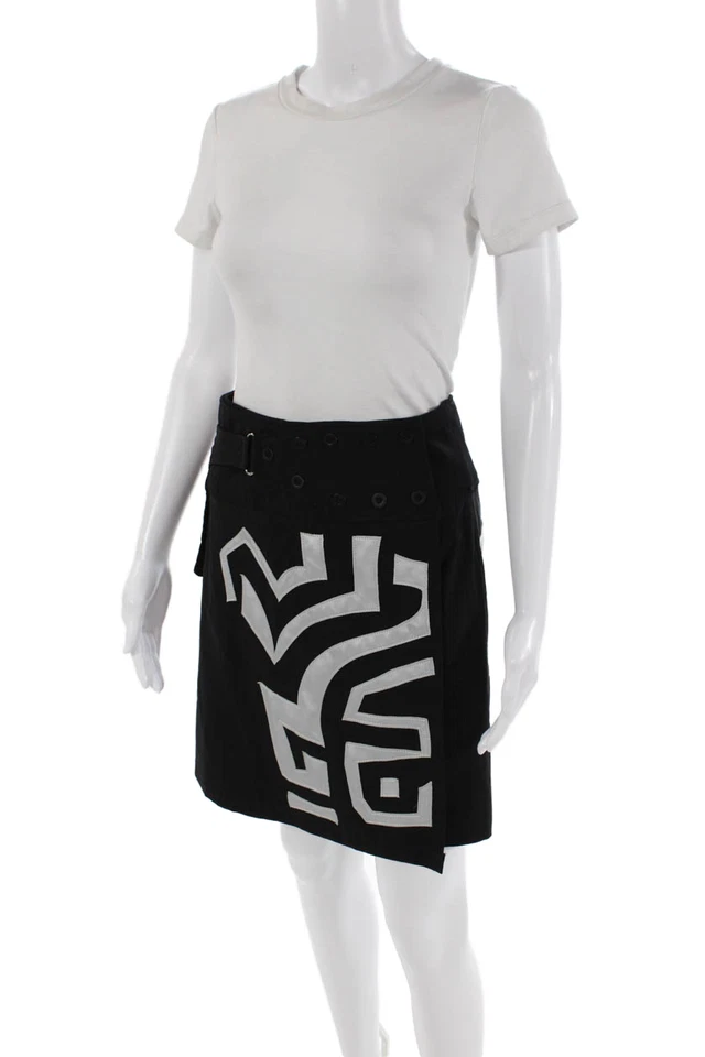 Falda envolvente estampada hasta la rodilla negra gris talla XL de Jamie Sadock para mujer Foto 2 de 4