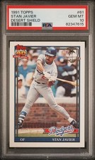 1991 Topps Desert Shield Baseball #61 STAN JAVIER PSA 10 GEM MT POP 17 DODGERS
