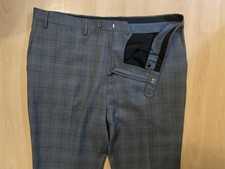 Ralph Lauren Size 44R Gray Plaid Unhemmed Dress Pants Flat Front Wool Blend NWT