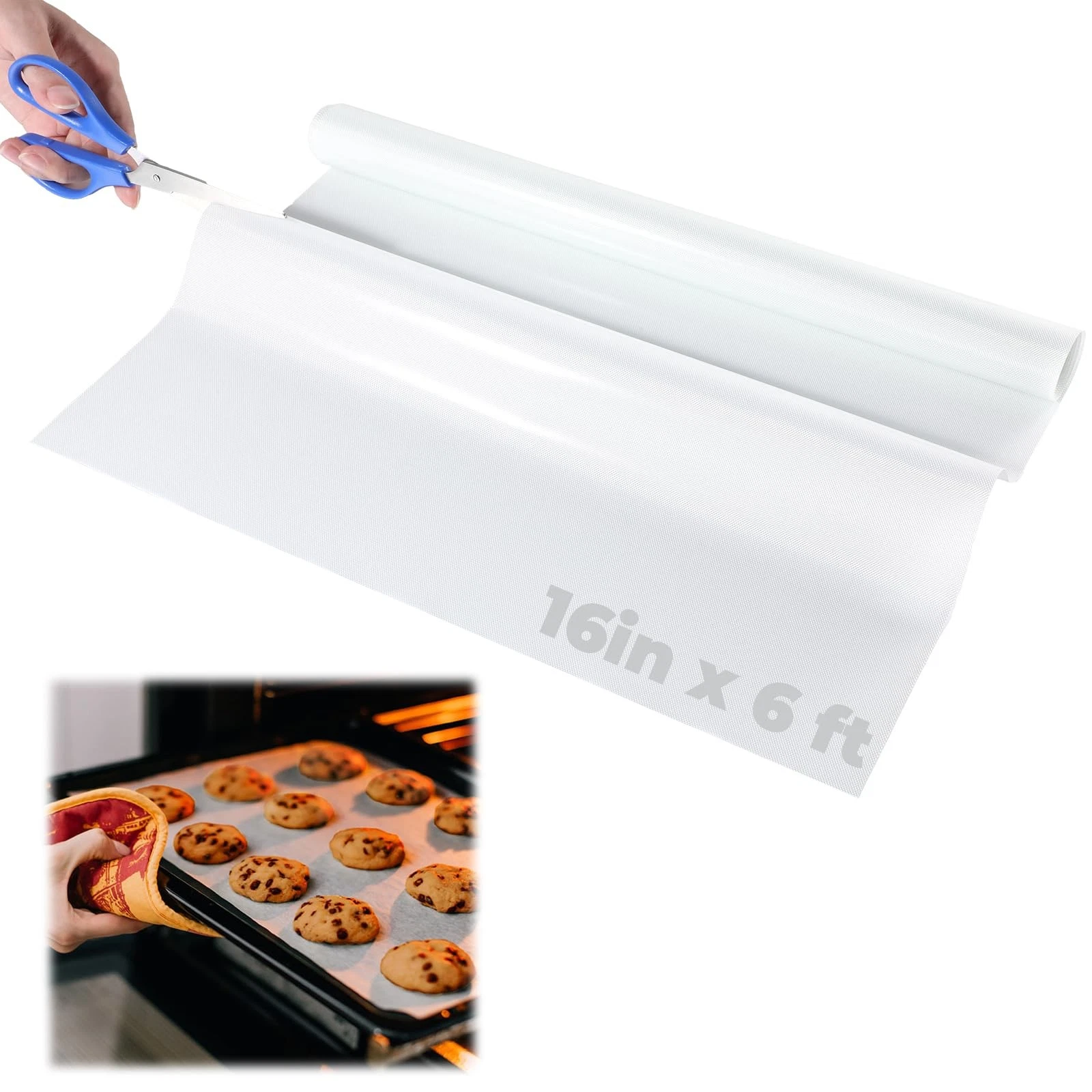 16IN x 6FT Silicone Baking Mat Roll - Large Food Grade Silicone Sheet Heat Re...