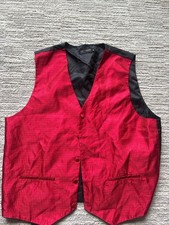 Umo Lorenzo Men's Regular XL Formal Vest Red Black Geometric Pattern