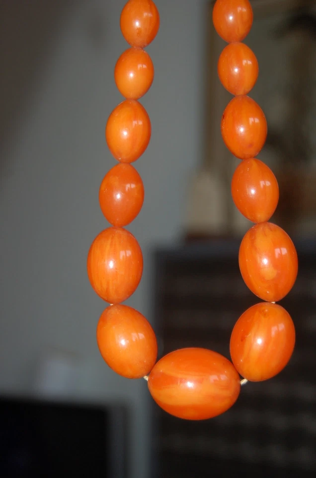 COLLIER ANCIEN BAKELITE VINTAGE NECKLACE 89 GR - 74 cm - Photo 4/4