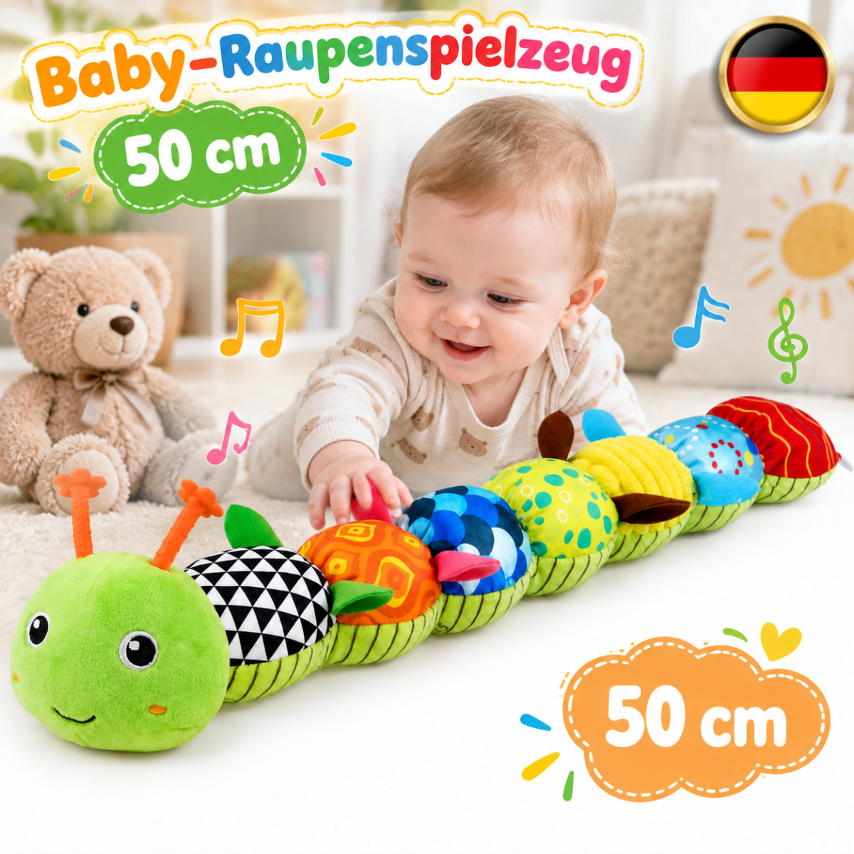 Musikalisches Plüschraupe Babyspielzeug Lernspielzeug Mit Messlineal Für Baby DE