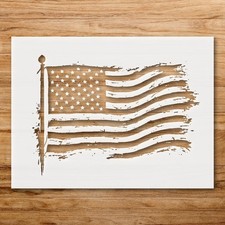 American Flag Patriotic Wall Art Reusable Plastic Stencil Physical Product -  