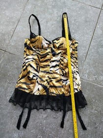 Agent Provocateur Rare Basque Corset Animal Print Lace Satin France 32B/85B