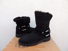 NIB UGG CLASSIC CEDRIC BLACK SUEDE/ SHEEPSKIN BOOTS, WOMEN US 8/ EUR 39 NEW