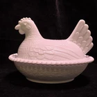Vintage Indiana Milk Glass Hen On A Nest