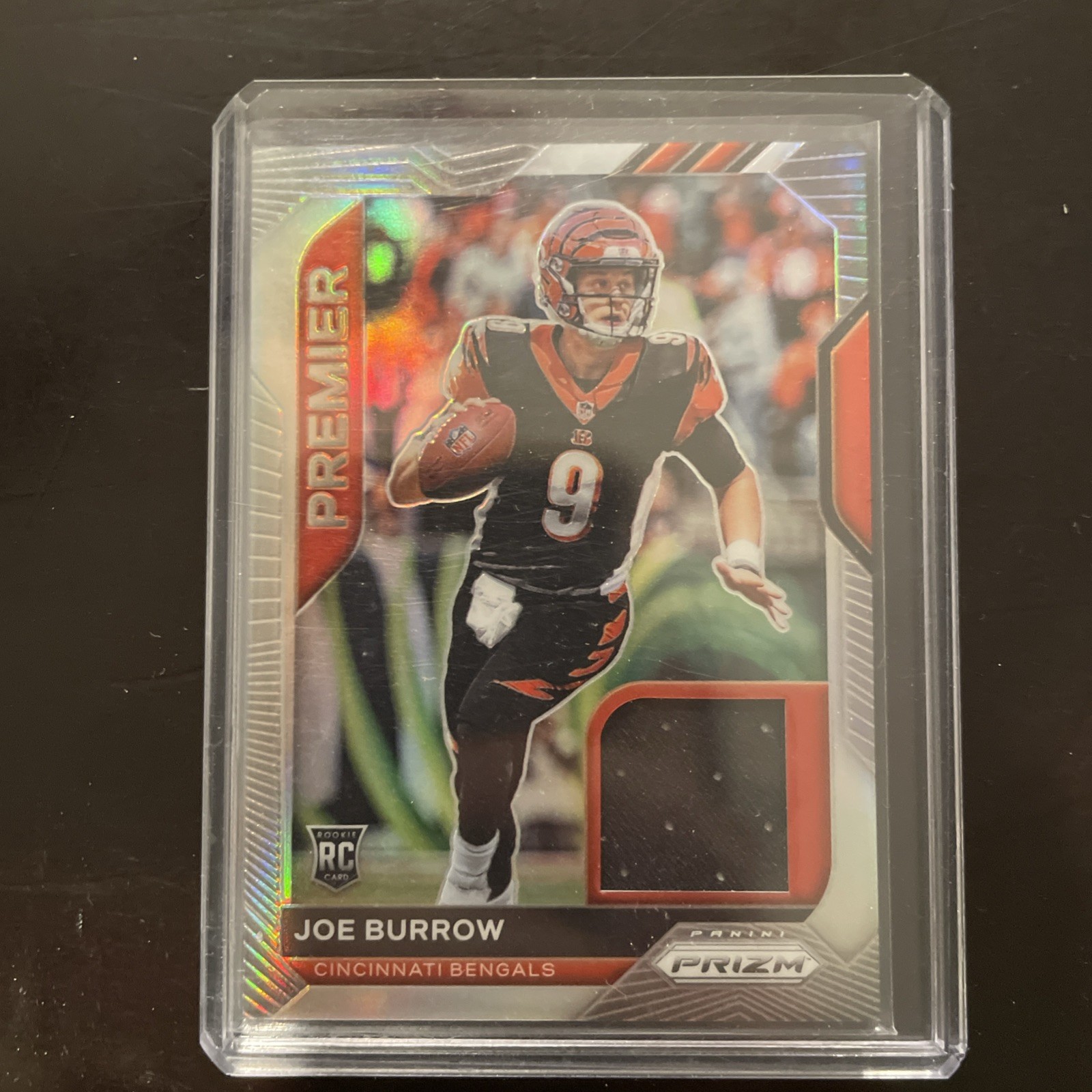 2020 Joe Burrow ROOKIE Prizm SILVER - Premier Jerseys Patch #1 (MEM, RC)