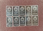 10x 1 Gram .999 Fine Silver, Scottsdale Mint, Fractional Bars Lot Bullion BU
