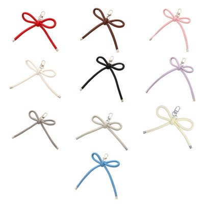Multipurpose Sturdy PU Leather Bowknot Keychain for Bags and Phone Charm