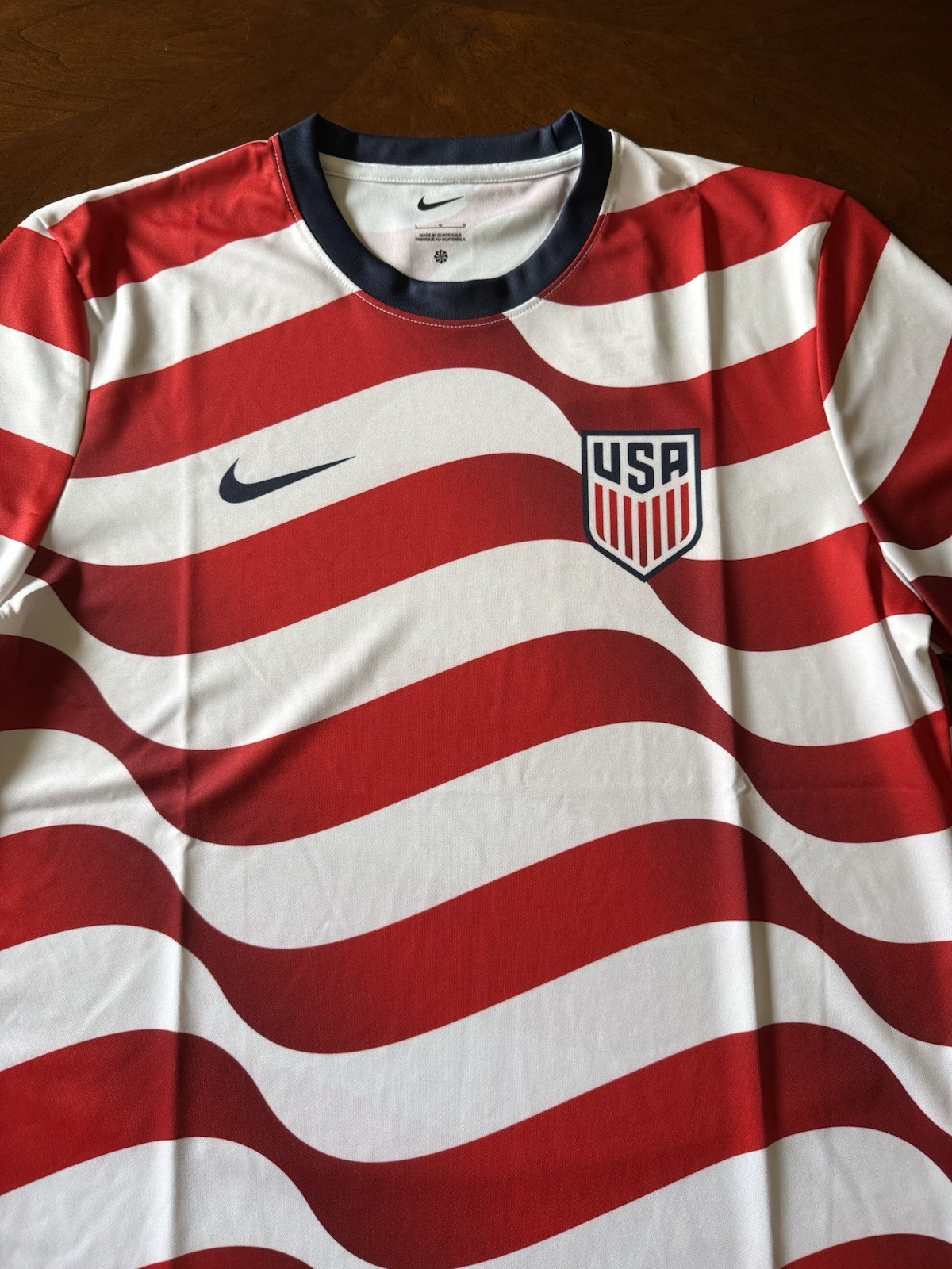NIKE USMNT SOCCER JERSEY MENS SZ L WORLD CUP RED WHITE JU1495-133 DRI-FIT USA