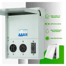 RV Electrical Outlet Panel with Breaker, Temporary Power Outlet 20/30/50 Amp