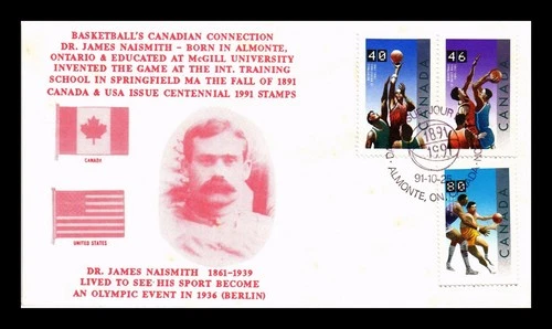 COVER BASKETBALL CANADA FIRST DAY ISSUE COMBO DR JAMES NAISMITH