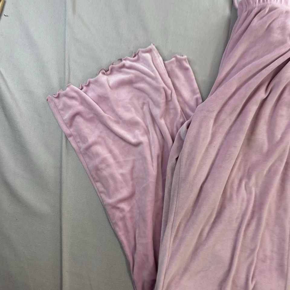 Calça lounge feminina Juicy Couture tamanho XL rosa pull on lã logotipo roupa de dormir - Imagem 2 de 4