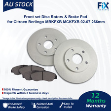 Front set Disc Rotors & Brake Pad for Citroen Berlingo GFKFWC GJKFWB 02-07 266mm