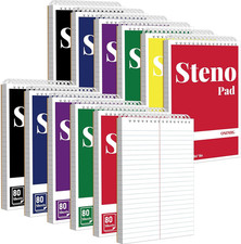 12 Pack Steno Pads 6" X 9", Gregg Ruled Spiral Steno Pad, 80 Sheets , 6