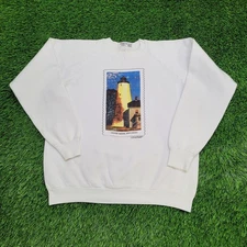 Vintage 1989 Postcard Sweatshirt Womens XL 23x25 White USA