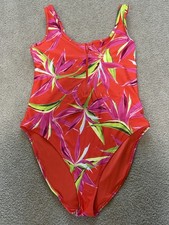Old Navy Women  s One Piece Swimsuit Tropical Floral Half Zip Beach EUC XL